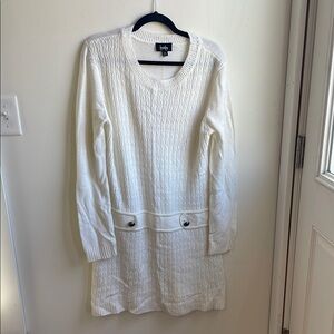 White Cable Knit Sweater Dress